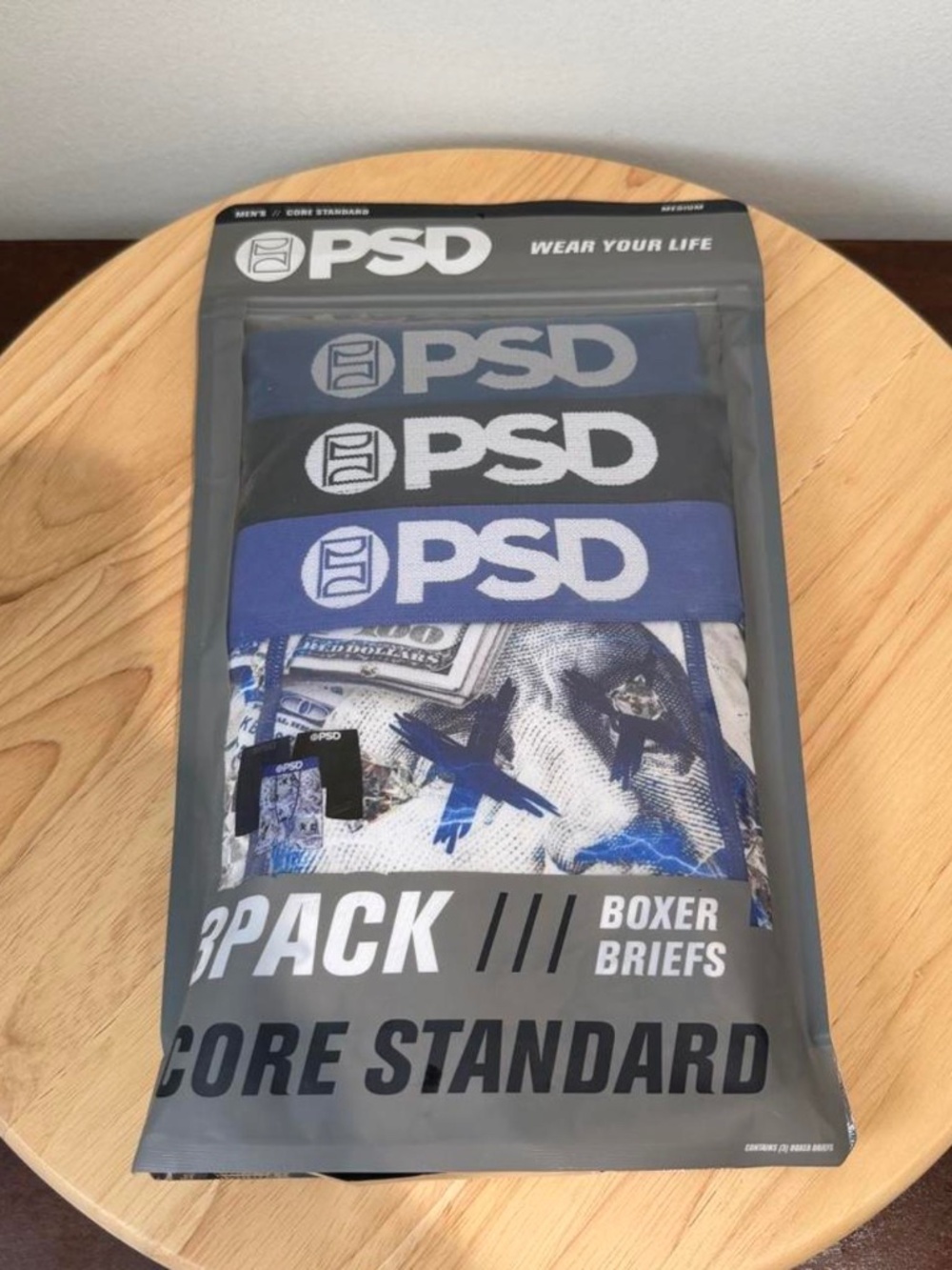 PSD 3 Pack Core Standard Boxer Briefs Shorts Blu Hunned Size Medium NEW